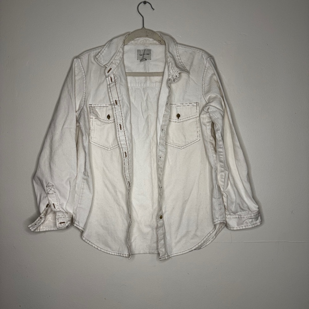 White American Eagle Button Down Shirt Jacket